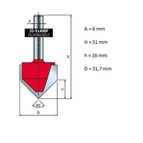 Mèche à rainurer en V Freud série 20 (A) 4 Mèche à rainurer en V Freud série 20 (A) – Image 2