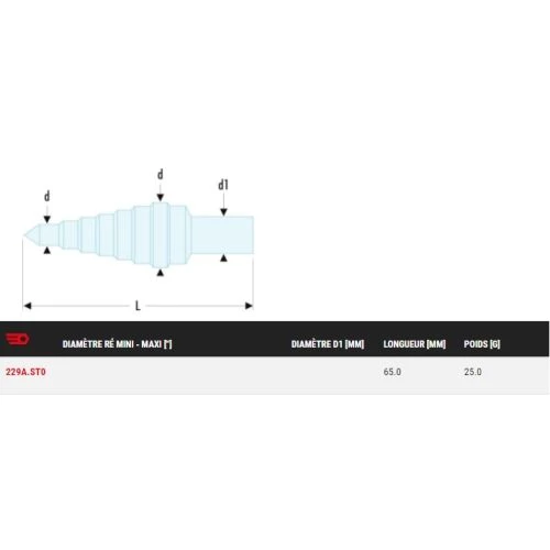 Foret étagé Facom 229A.ST0 4 Foret étagé Facom 229A.ST0 – Image 2